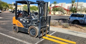 Forklift in a warehouse